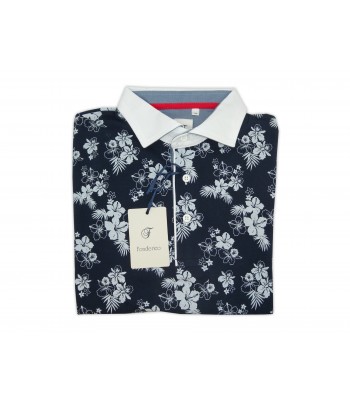 Fonderico Men's Sartorial Polo Art. A15A Col.24 Floral Blue