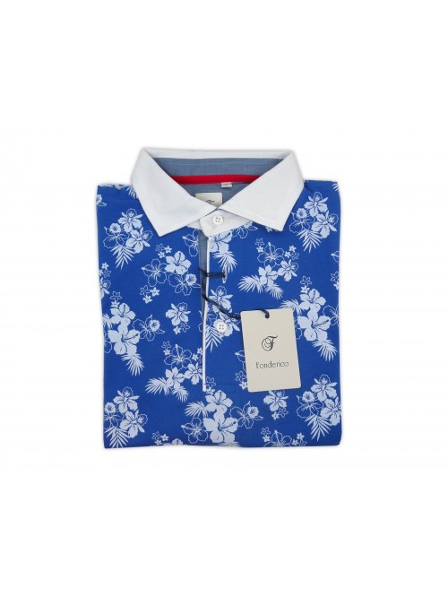 Fonderico Polo Uomo Sartoriale Art. A15A Col.11 Floreale Azzurro Fonderico Polo Uomo Sartoriale Art. A15A Col.11 Floreale Azzurro