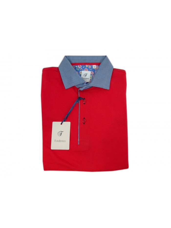 Fonderico Men's Sartorial Polo Art. A1512 Col.18 Red Fonderico Men's Sartorial Polo Art. A1512 Col.18 Red