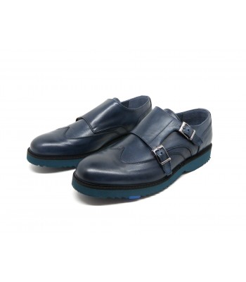 Drudd Men's Shoe Art. Oscar Crust Buckles Blue Brushed Calf