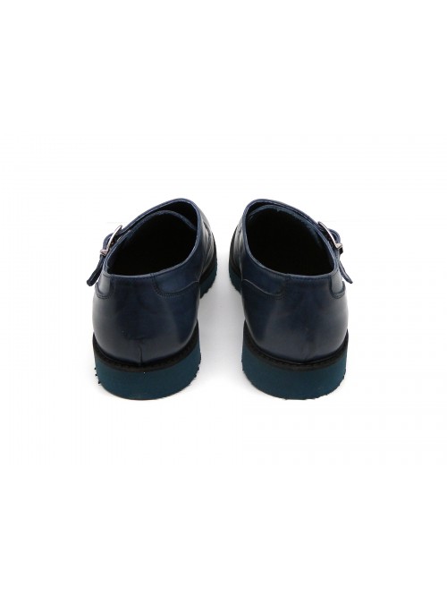 Drudd Men's Shoe Art. Oscar Crust Buckles Blue Brushed Calf