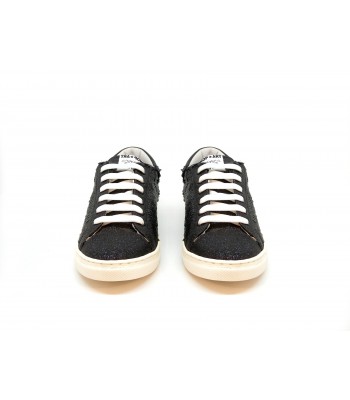 Women's shoes Sneakers with side sequins and black glitter on round tip, rubber sole. 2