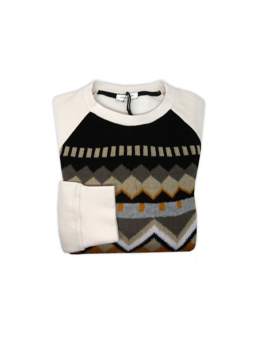Paolo Pecora Man Shirt Mod. 5C Norwegian Crewneck Cream Paolo Pecora Man Shirt Mod. 5C Norwegian Crewneck Cream