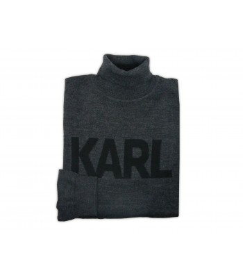 Karl Lagerfeld Man Sweater Mod. Turtleneck Logo Gray