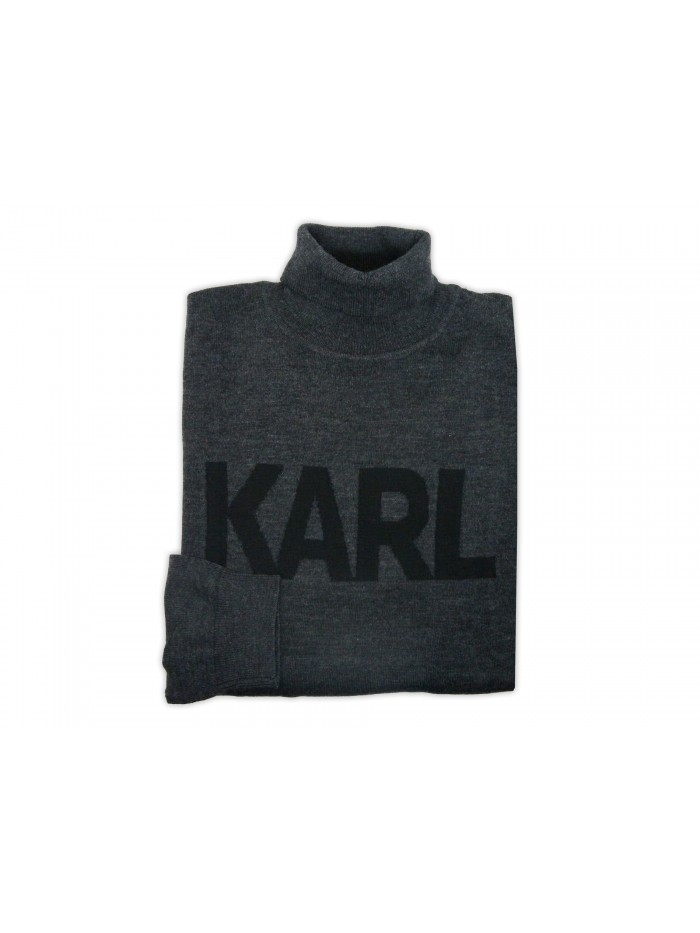 Karl Lagerfeld Man Sweater Mod. Turtleneck Logo Gray Karl Lagerfeld Man Sweater Mod. Turtleneck Logo Gray