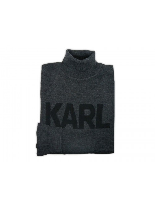 Karl Lagerfeld Man Sweater Mod. Turtleneck Logo Gray Karl Lagerfeld Man Sweater Mod. Turtleneck Logo Gray