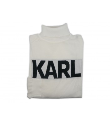 Karl Lagerfeld Man Sweater Mod. Turtleneck Logo Cream