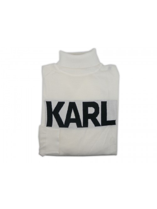 Karl Lagerfeld Maglia Uomo Mod. Dolcevita Logo Panna Karl Lagerfeld Maglia Uomo Mod. Dolcevita Logo Panna
