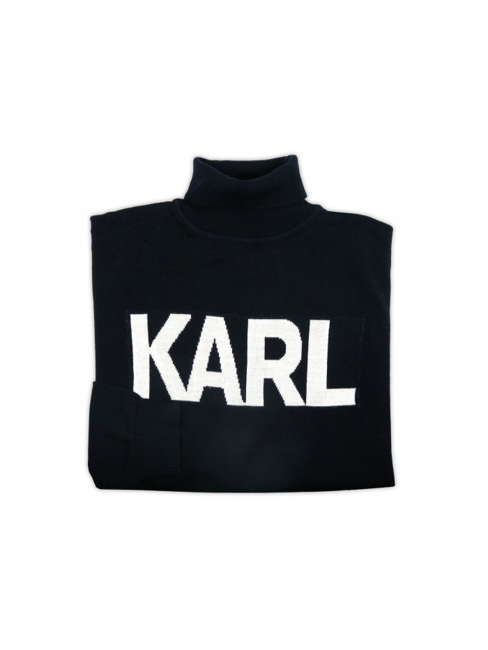 Karl Lagerfeld Maglia Uomo Mod. Dolcevita Logo Blu Notte Karl Lagerfeld Maglia Uomo Mod. Dolcevita Logo Blu Notte