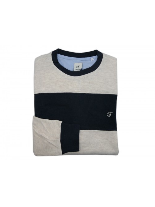 Fonderico Maglia Uomo Art. 1820 COL 55 Bande Panna/Blu Fonderico Maglia Uomo Art. 1820 COL 55 Bande Panna/Blu