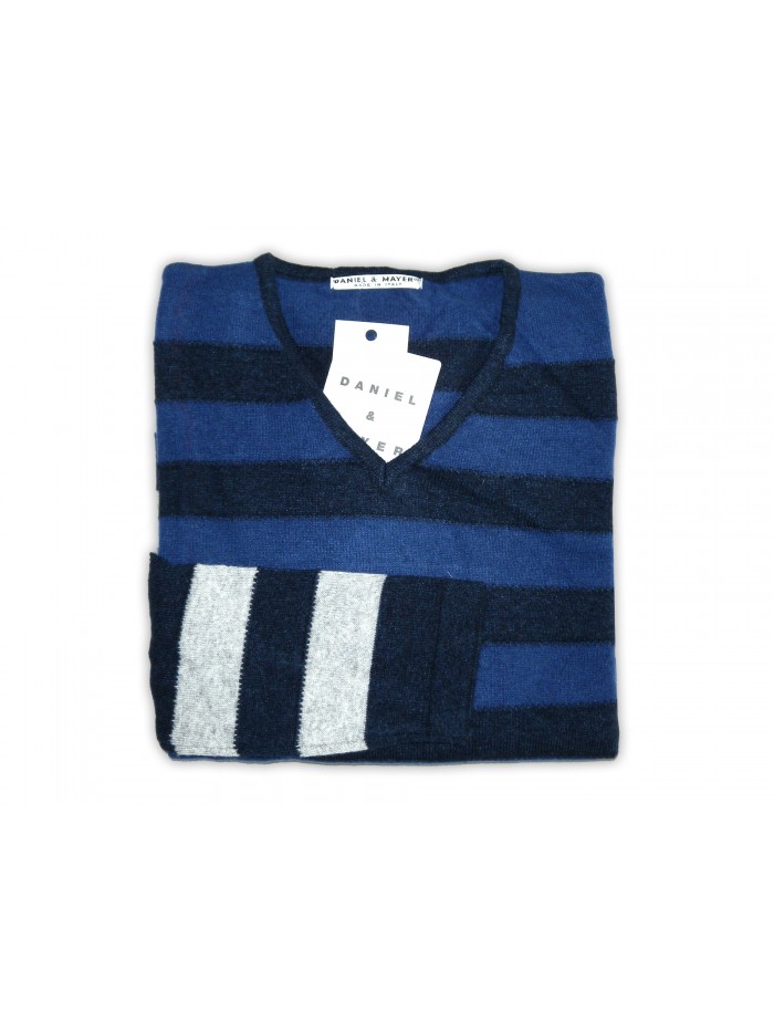 Daniel & Mayer Women's V-neck Sweater Art. 20103 Gray / Light Blue / Melange Daniel & Mayer Women's V-neck Sweater Art. 20103 Gray / Light Blue / Melange