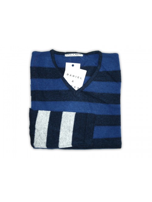 Daniel & Mayer Women's V-neck Sweater Art. 20103 Gray / Light Blue / Melange Daniel & Mayer Women's V-neck Sweater Art. 20103 Gray / Light Blue / Melange