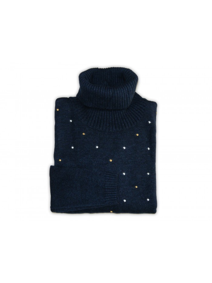 Daniel & Mayer Women's Turtleneck Sweater Art. 40011 Blue Dots Daniel & Mayer Women's Turtleneck Sweater Art. 40011 Blue Dots
