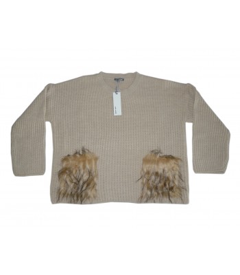 Mia Wish Sweater Woman Girogola Over Beige Fur