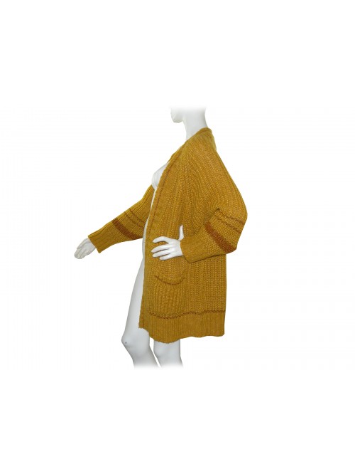Mia Wish Maglia Donna Cardigan Maxi COL. 10639 Giallo Oro