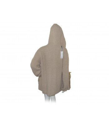 Mia Wish Maglia Donna Cardigan Aperto Cappuccio Pelliccia Beige 2
