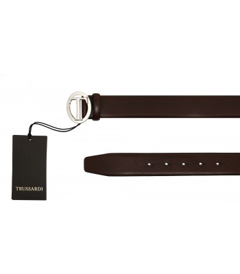 Trussardi Men's Belt Belt Leather Dallas Buckle Personalized Brown