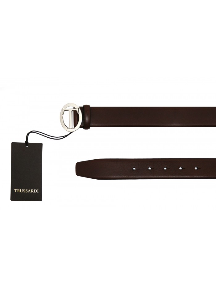 Trussardi Cintura Uomo Belt Cuoio Dallas Buckle Personalized Marrone