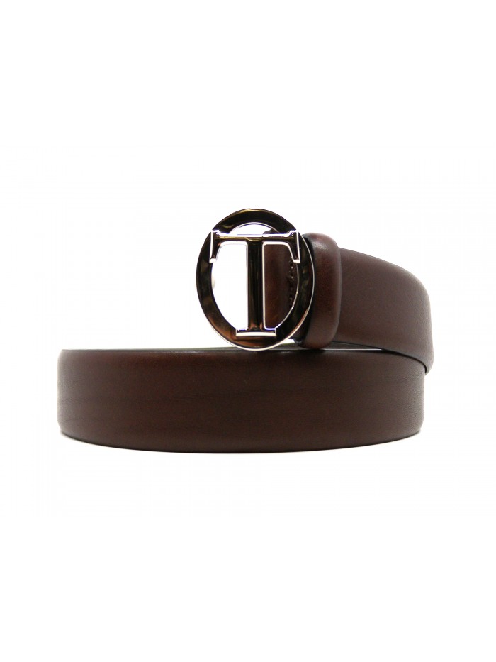 Trussardi Men's Belt Belt Leather Dallas Buckle Personalized Brown