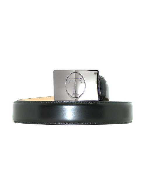 Trussardi Belt Man Belt Calf Leather Caipirina Plaque Incision Black