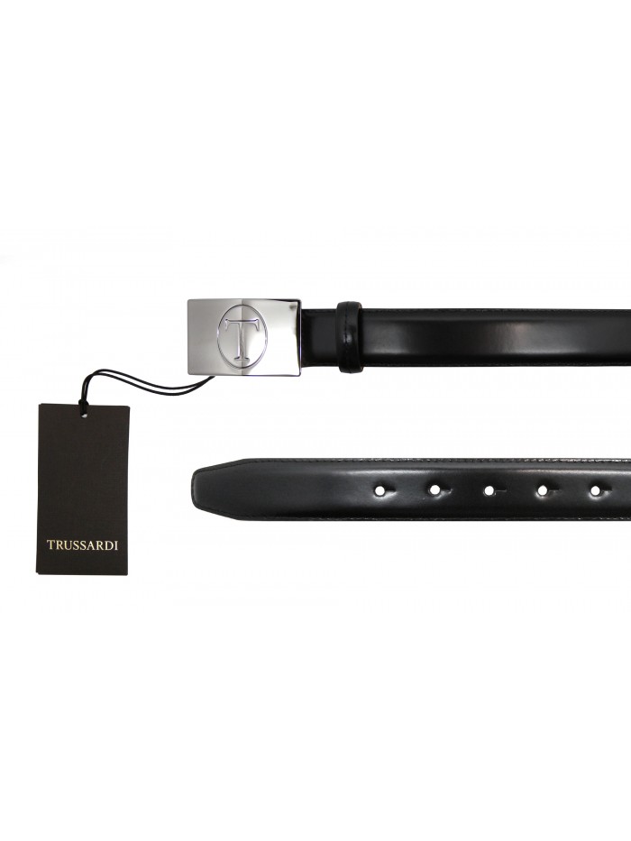 Trussardi Belt Man Belt Calf Leather Caipirina Plaque Incision Black Trussardi Belt Man Belt Calf Leather Caipirina Plaque Incision Black