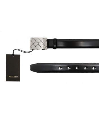 Trussardi Belt Man Belt Calf Leather Caipirina Plaque Incision Black