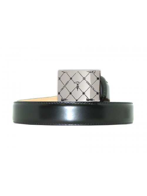 Trussardi Belt Man Belt Calf Leather Monogram Black