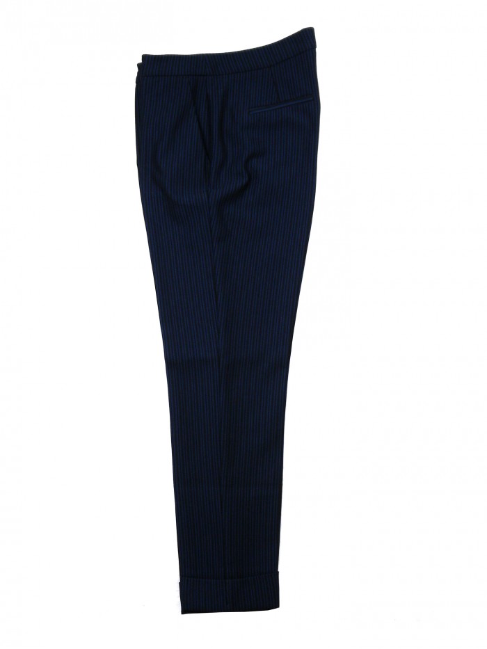 Ki Who Are You Pantalone Donna Art. 438PL15 Gessato Azzurro/Nero