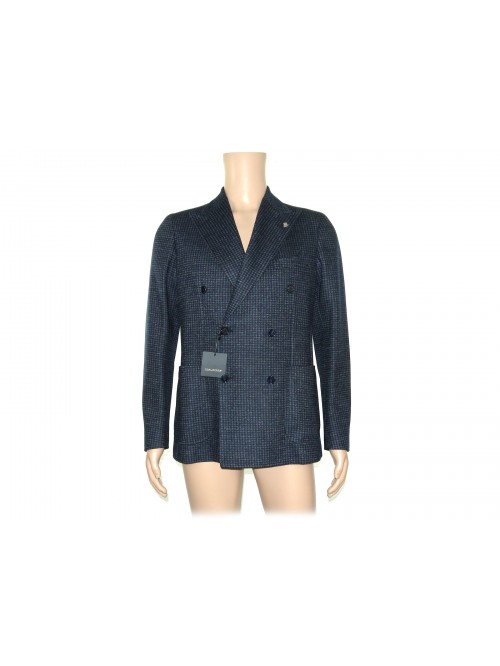 Tagliatore Jacket Man art. 57UIJ060 mod. 1SMJ20K S1370 Blue / Gray Checkered Microfantasy Tagliatore Jacket Man art. 57UIJ060 mod. 1SMJ20K S1370 Blue / Gray Checkered Microfantasy