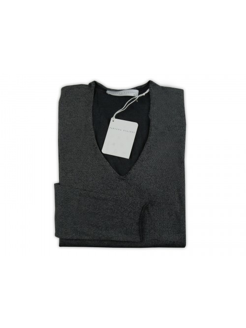 Fabiana Filippi Women's Jersey mod. MA4083 VR3 Dark Gray V-Neck Stretch Fabiana Filippi Women's Jersey mod. MA4083 VR3 Dark Gray V-Neck Stretch