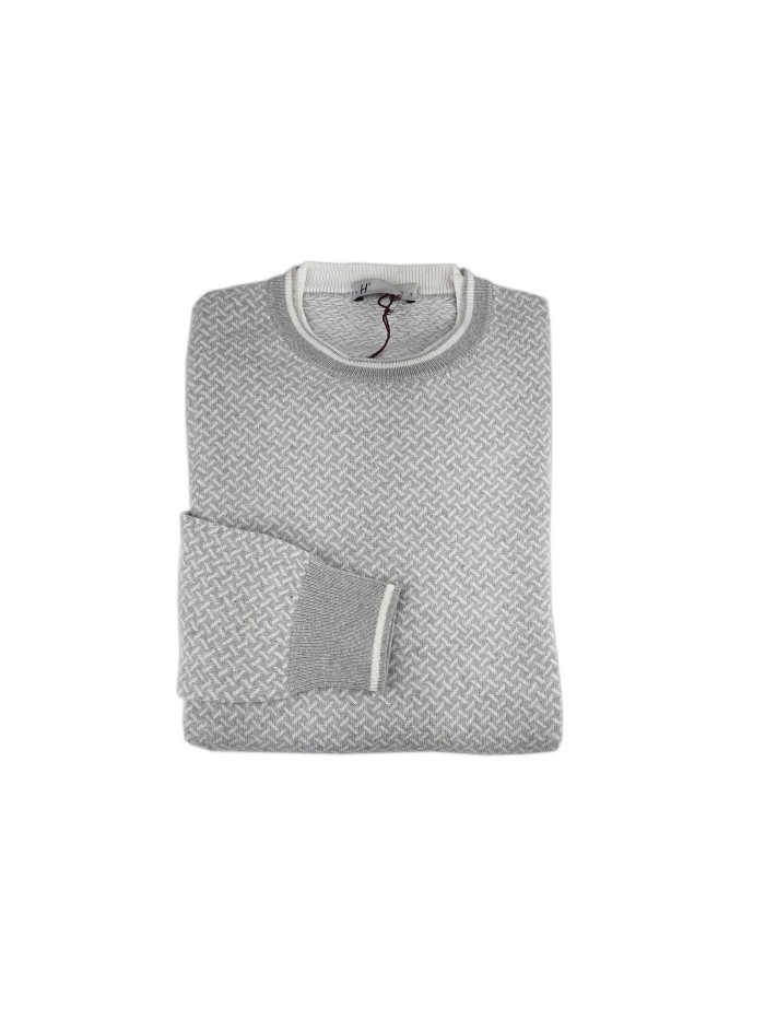 H9 53 Men's Micro-Fantasy Crew-neck Sweater 4 Mod. HC1104 Col 0301 Pearl H9 53 Men's Micro-Fantasy Crew-neck Sweater 4 Mod. HC1104 Col 0301 Pearl