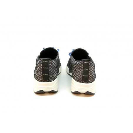 Sneakers Donna Foschia Lurex/Rete inserti in pietre Azzurro/Bianco, suola in gomma comode e casual.