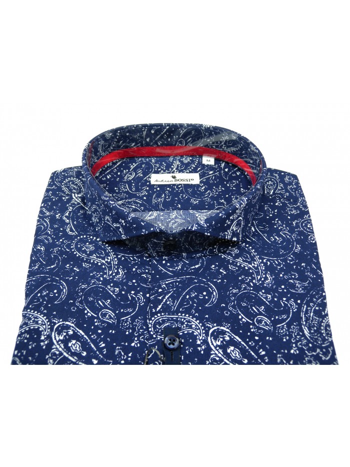 Andrea Bossi Men's Shirt Mod. ERE S / 3 Stretch Paisley