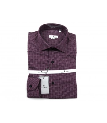 Andrea Bossi Camicia Uomo Mod. S500 COL 1-3 Slim Fit Microfantasia Bordeaux