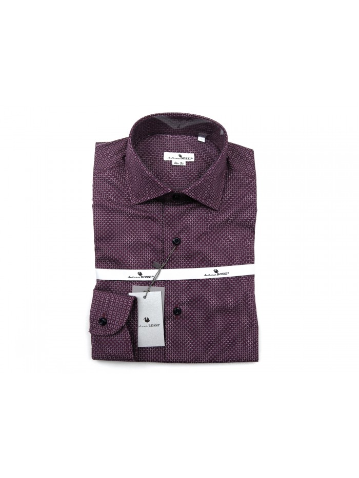 Andrea Bossi Camicia Uomo Mod. S500 COL 1-3 Slim Fit Microfantasia Bordeaux Andrea Bossi Camicia Uomo Mod. S500 COL 1-3 Slim Fit Microfantasia Bordeaux