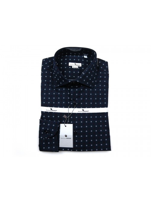 Andrea Bossi Camicia Uomo Mod. S500 COL 8-3 Slim Fit Microfantasia Blu