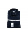Andrea Bossi Men's Shirt Mod. S500 COL 8-3 Slim Fit Blue Micro-pattern