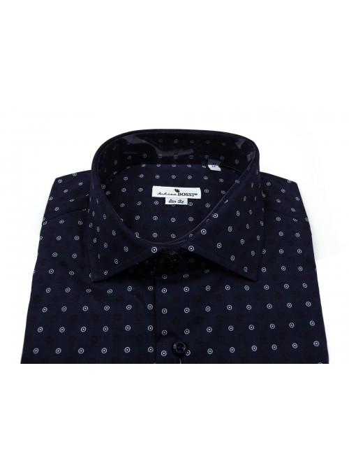 Andrea Bossi Camicia Uomo Mod. S500 COL 8-3 Slim Fit Microfantasia Blu
