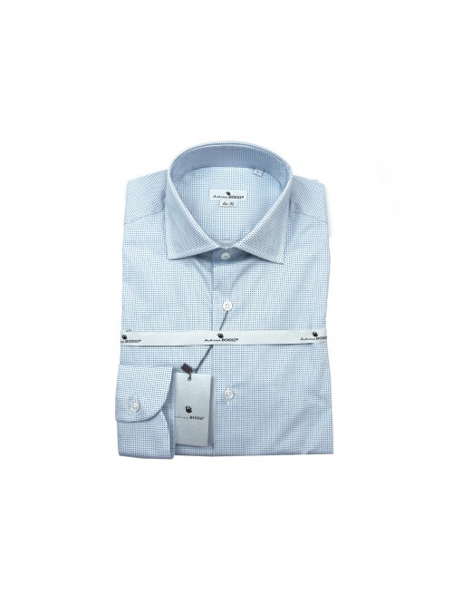 Andrea Bossi Camicia Uomo Mod. S500 COL 12-2 Slim Fit Microfantasia Celeste Andrea Bossi Camicia Uomo Mod. S500 COL 12-2 Slim Fit Microfantasia Celeste