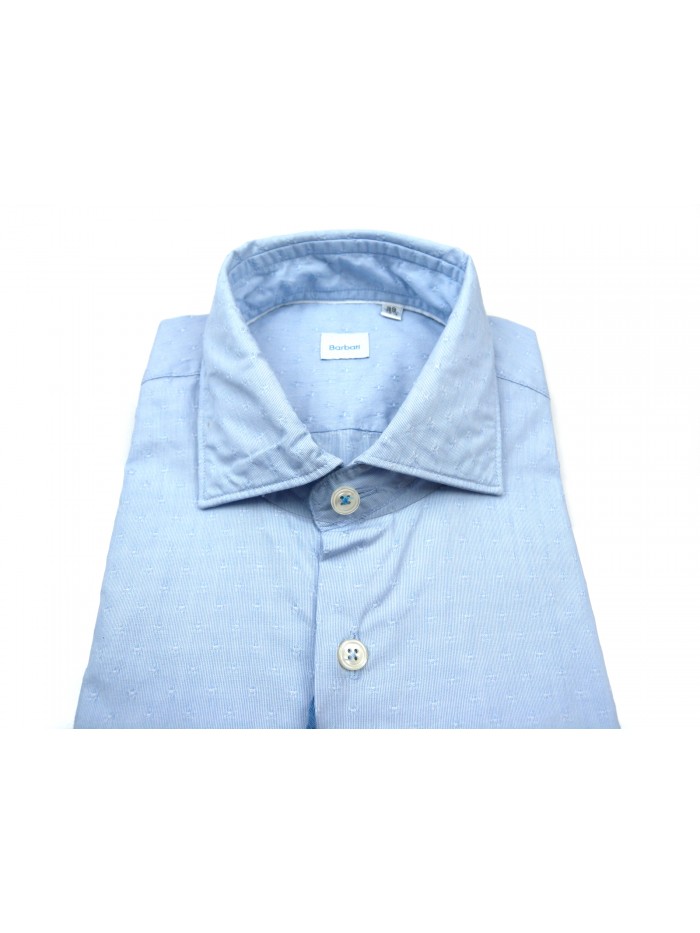 Barbati Camicia Uomo Mod. CO 00062 Microfantasia 3D Celeste