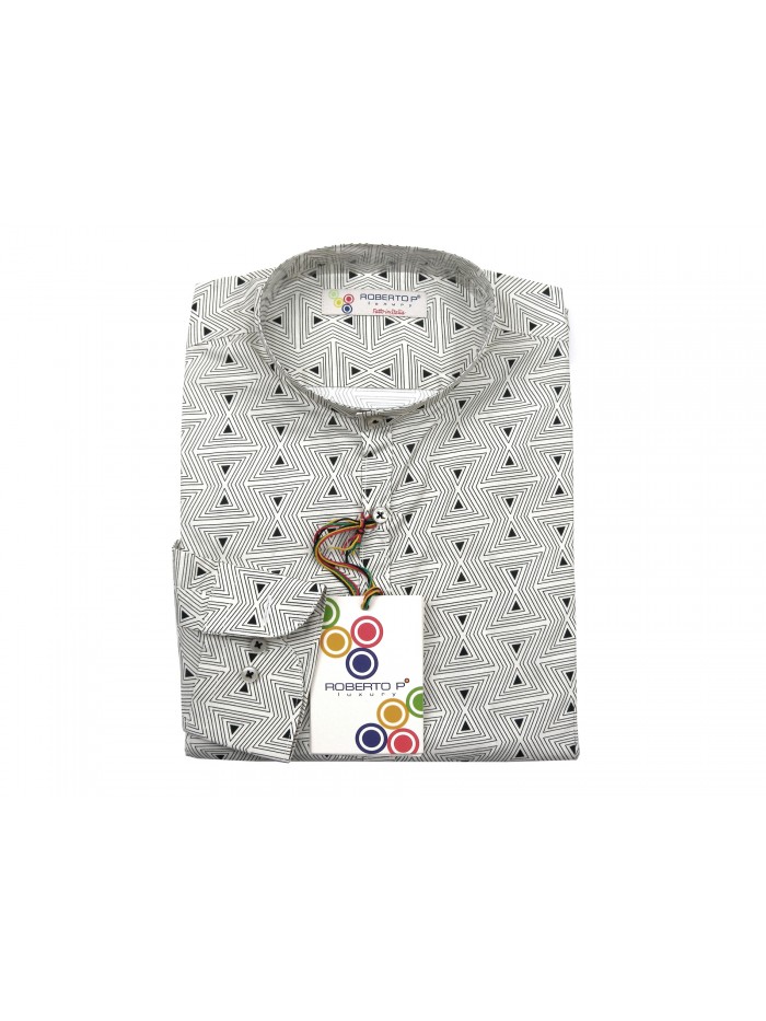 Roberto P Camicia Uomo Mod. CNP1 COL V2 Optical Bianco/Nero Roberto P Camicia Uomo Mod. CNP1 COL V2 Optical Bianco/Nero