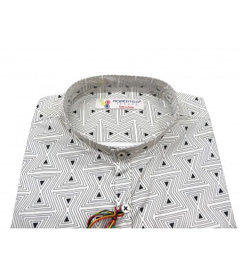 Roberto P Men's Shirt Mod. CNP1 COL V2 Optical White / Black 2