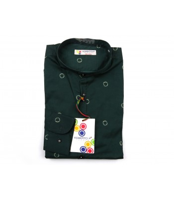 Roberto P Men's Shirt Mod. CNP1 COL V5 Circles Green