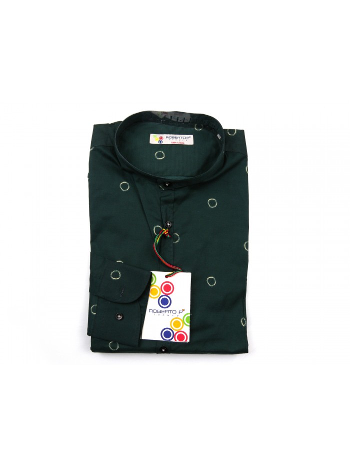 Roberto P Men's Shirt Mod. CNP1 COL V5 Looking Green Roberto P Men's Shirt Mod. CNP1 COL V5 Looking Green