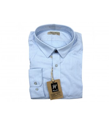 Happer & CO Men's Shirt Mod. 10066-201 COL 9 Light Blue Micro-pattern