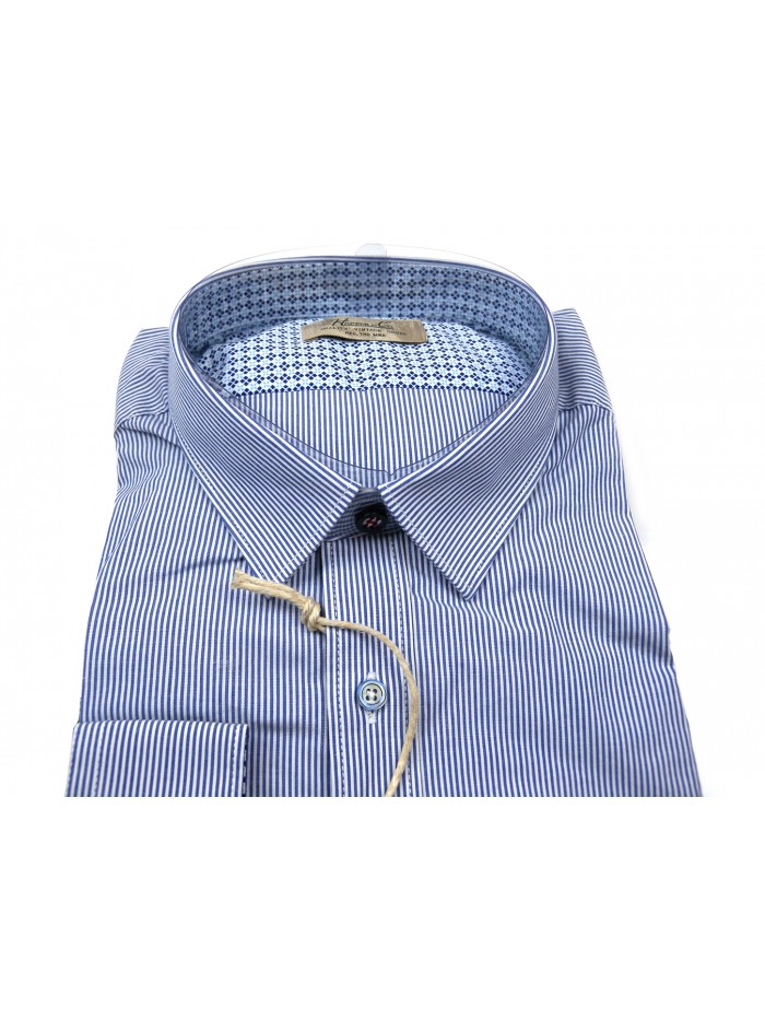 Happer & CO Men's Shirt Mod. 10062-201 COL 10 Stripes White / Blue