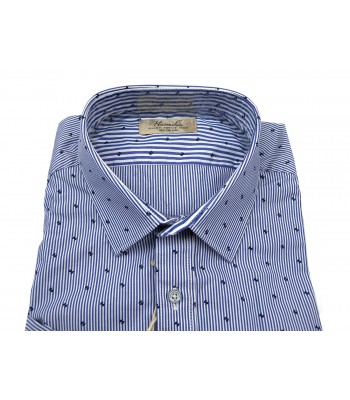 Happer & CO Men's Shirt Mod. 10065-201 COL 12 Rows - Micro-pattern 2