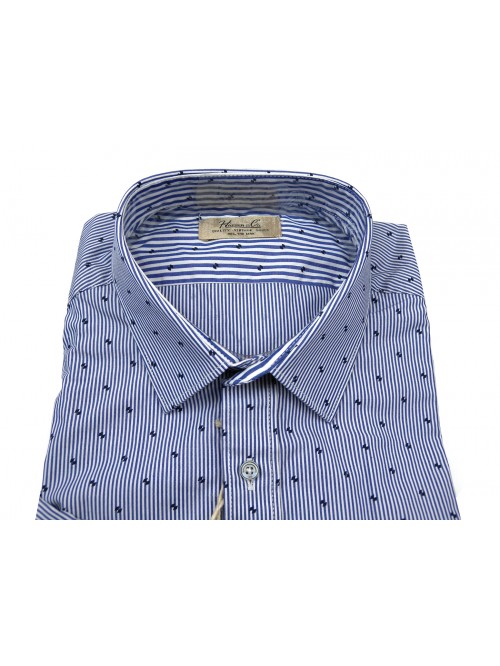 Happer & CO Men's Shirt Mod. 10065-201 COL 12 Rows - Micro-pattern