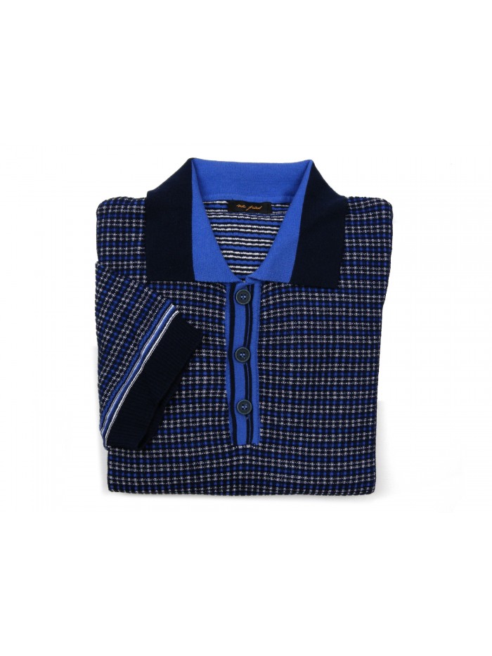 Ne Pas Polo Man Mod. 1/9043 M / M Blue relief micro-pattern Ne Pas Polo Man Mod. 1/9043 M / M Blue relief micro-pattern