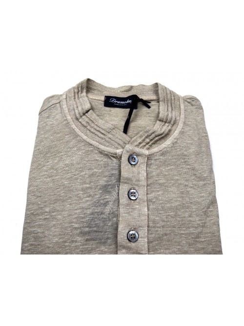 Drumohr Serafino Men's Shirt M / L Mod. DTLS150 VAR 500 Beige